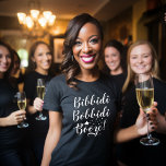 Bibbidi Bobbidi Booze Funny Magical Women's Black T-Shirt<br><div class="desc">Women's graphic tee shirt design features a funny "Bibbidi Bobbidi Booze!" typography design in modern white script writing with magic wand and stars accent. Black tee shirt design can be modified to any other dark colour / style with vivid printing.</div>