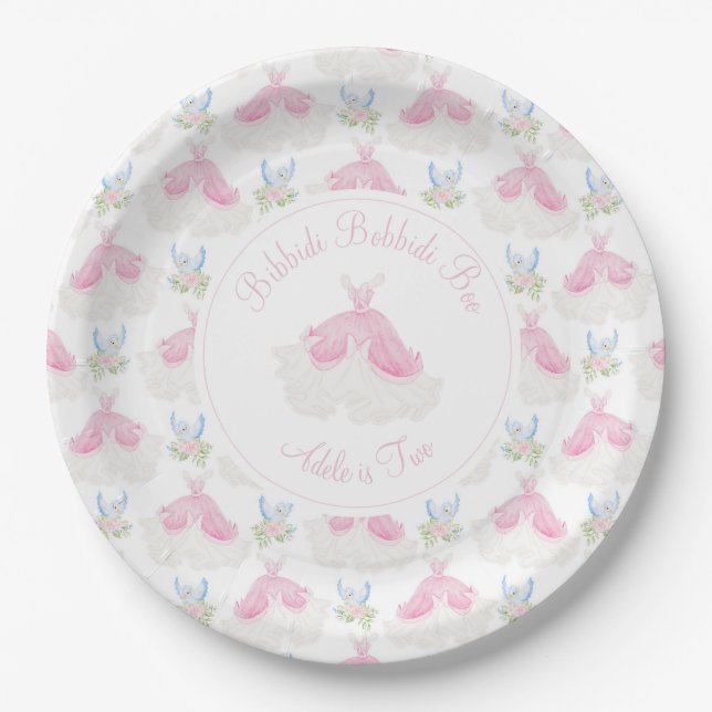Bibbidi Bobbidi  Two Cinderella Paper Plates (Front)