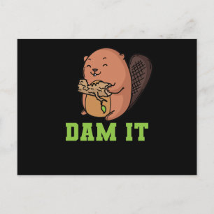 Biber Dam It Postcard