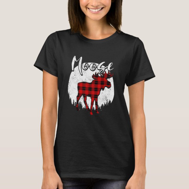 Bibi Moose Red Plaid Buffalo Matching Family Pajam T-Shirt (Front)