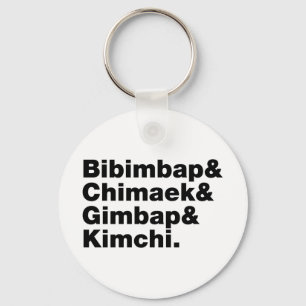 Bibimbap & Chimaek & Gimbap & Kimchi. Korean Foods Keychain