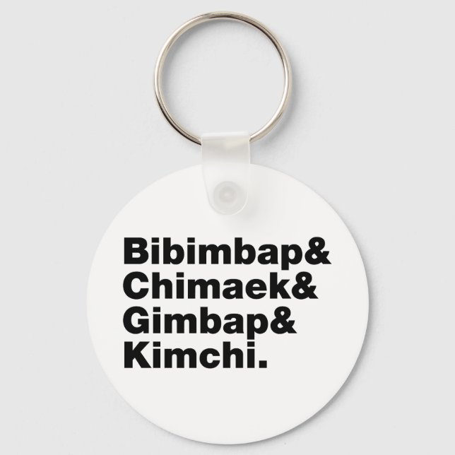 Bibimbap & Chimaek & Gimbap & Kimchi. Korean Foods Keychain (Front)