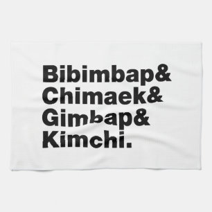 Bibimbap & Chimaek & Gimbap & Kimchi. Korean Foods Kitchen Towel