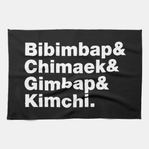 Bibimbap & Chimaek & Gimbap & Kimchi. Korean Foods Kitchen Towel