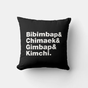 Bibimbap & Chimaek & Gimbap & Kimchi. Korean Foods Throw Pillow