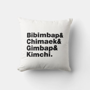 Bibimbap & Chimaek & Gimbap & Kimchi. Korean Foods Throw Pillow