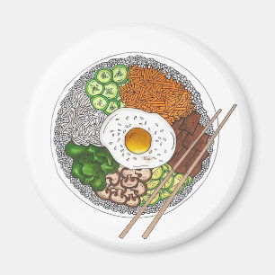 Bibimbap Korean Food Cooking Cuisine Rice Egg Dish Magnet