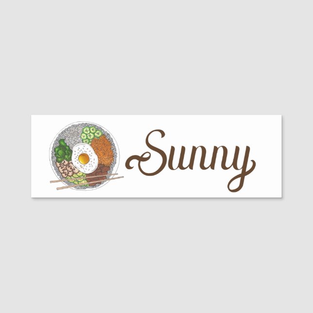 Bibimbap Korean Food Cooking Restaurant Chef Name Tag (Front)