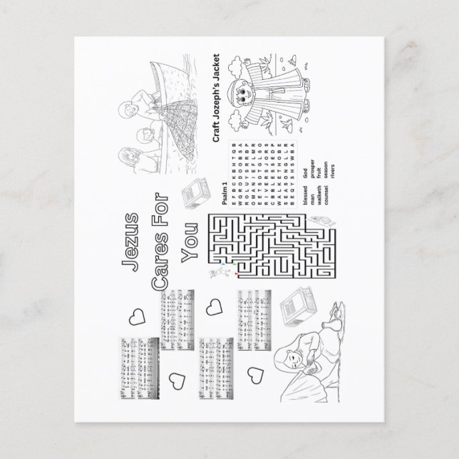 Bible Activities Printable to laminate as placemat Flyer (Front)
