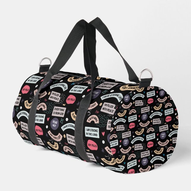 Bible Affirmations Small Duffel Bag (Left Corner)