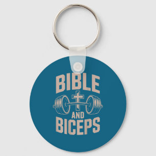 Bible & Biceps Gym Christian Workout Dumbbell Keychain