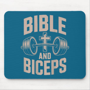 Bible &amp; Biceps Gym Christian Workout Dumbbell  Mouse Pad