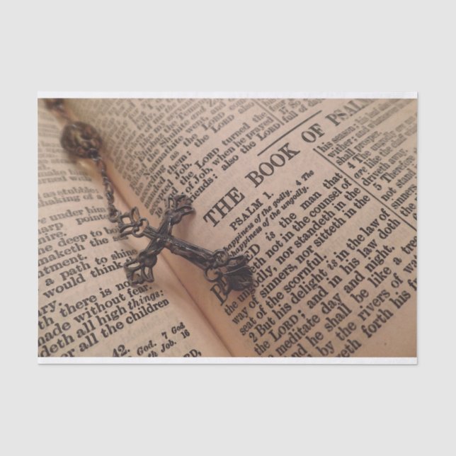Bible antique avec le papier de soie de soie de (Recto)