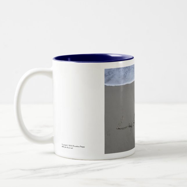 Bible Beach Art mug - Luke 19:10 (Left)