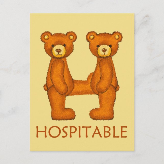Bible Bears ~ Hospitable Scripture ~ Flashcard Postcard (Front)