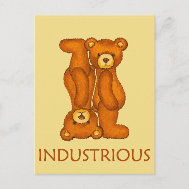 Bible Bears ~ Industrious Scripture Postcard (Front)