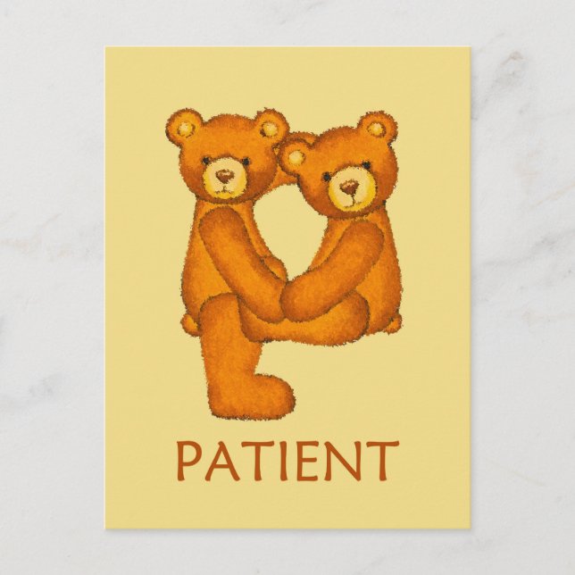 Bible Bears ~ Patient Scripture ~ Flashcard Postcard (Front)