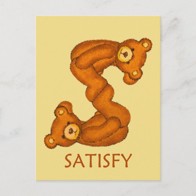 Bible Bears ~ Satisfy Scripture ~ Flashcard Postcard (Front)