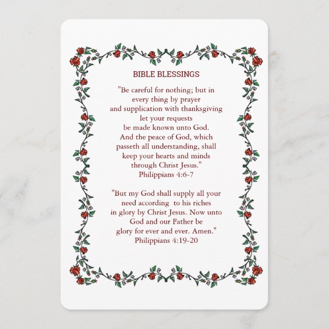 BIBLE BLESSINGS Philippians 4 Promise Card (Front)