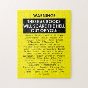 Bible Book List Scare Hell Out Funny Christian Jigsaw Puzzle
