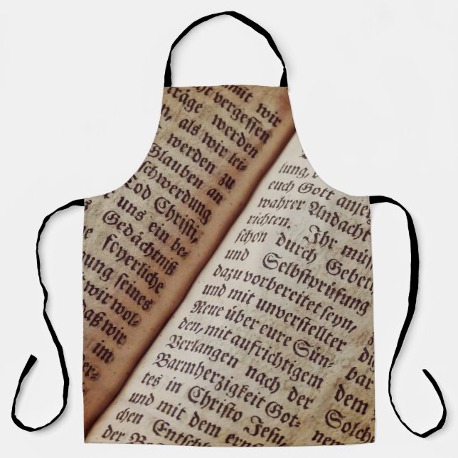 Bible book page writing texture apron (Front)