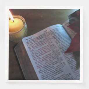 Bible & Candle White Standard Dinner Paper Napkin
