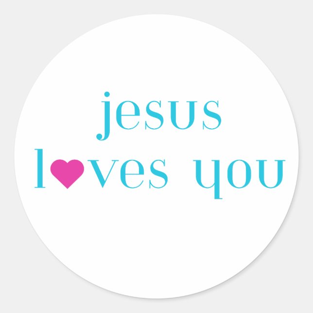 Bible Christian gift idea - Jesus Loves you Classic Round Sticker (Front)