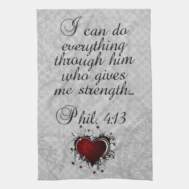 Bible Christian Verse Philippians 4:13 Kitchen Towel (Vertical)