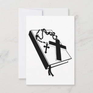 bible cross rosary necklaces art illustration thank you card