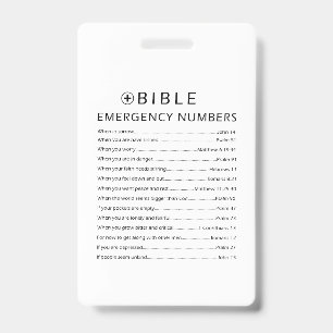 Bible Emergency Numbers Badge