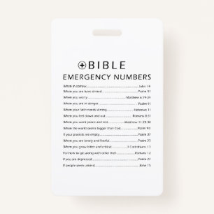 Bible Emergency Numbers Badge