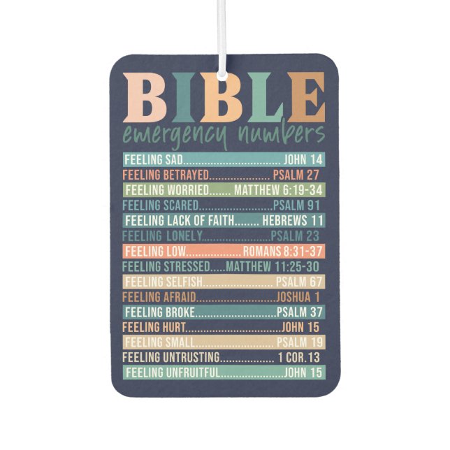 Bible Emergency Numbers Verses Air Freshener (Front)