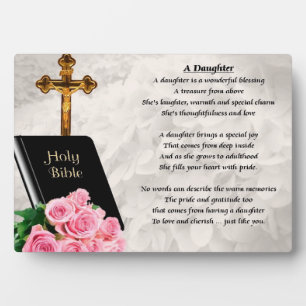 Bible et Rose - Plaque poème fille