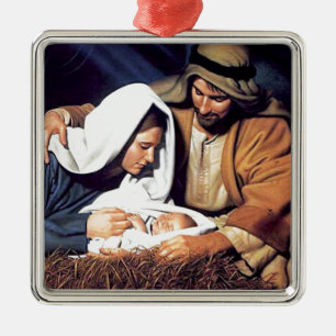 bible faith Jesus Christ inspirational pray prayer Metal Ornament