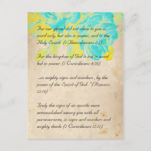 Bible passage, grunge flowers postcard 2