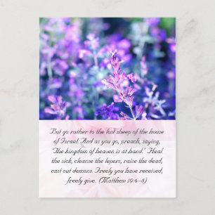 Bible passage, lavender postcard