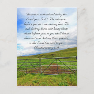 Bible passage, Scottish fields Postcard