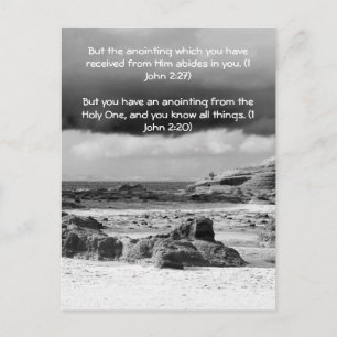 Bible passage, seaside and dramatic sky b& w postcard