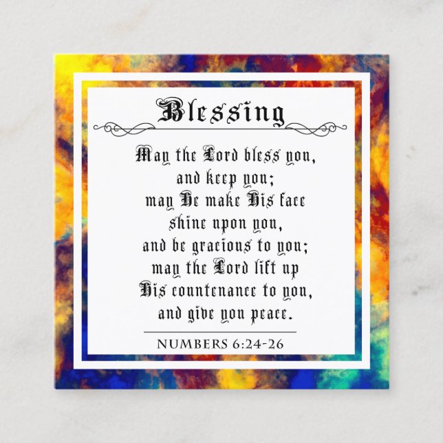 BIble Priestly Blessing Abstract Paint Note Card (Front)
