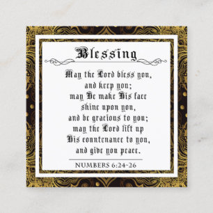 BIble Priestly Blessing Gold Black Flourish Swirl Calling Card