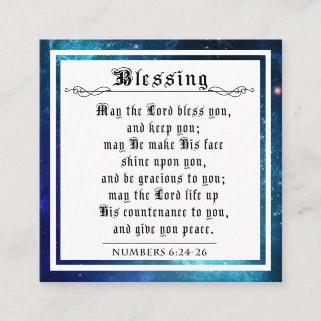 BIble Priestly Blessing Numbers Blue Space Galaxy Calling Card (Front)