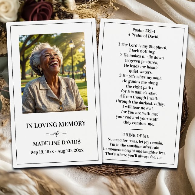 Bible Psalm Memorial Photo Prayer Card (Creator Uploaded)