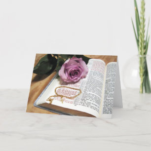 Bible & Purple Rose - Bold John 3:16 a.m. Card