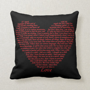 Bible Quote 1 Corinthians 13 Love Heart Art Design Throw Pillow