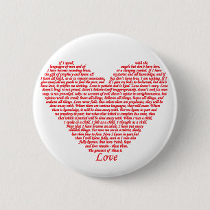 Bible Quote 1 Corinthians 13 Love Heart Word Art 2 Inch Round Button