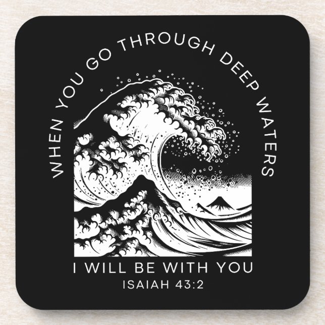 Bible Quote About Water Isaiah 43:2 Coaster (Front)