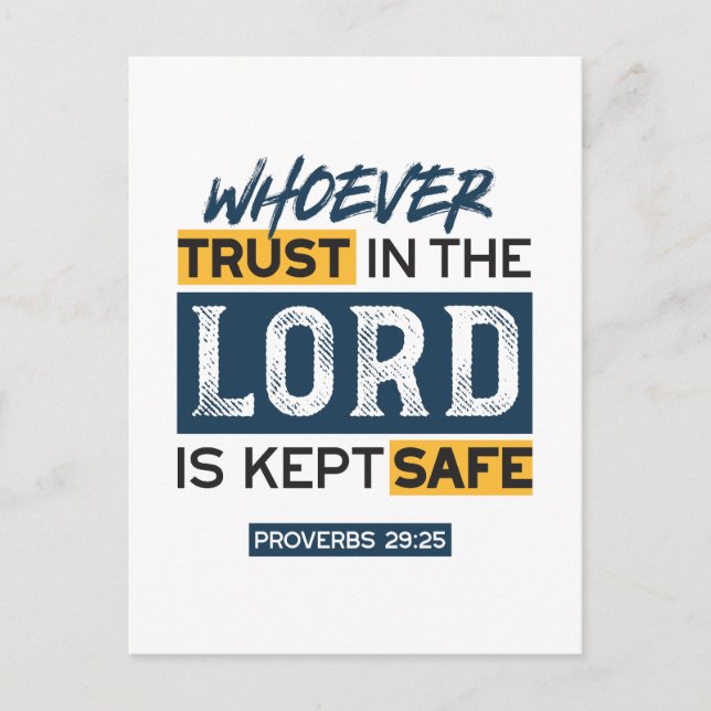 Bible Quote Art - Proverbs 29:25 Trust in God Postcard (Front)