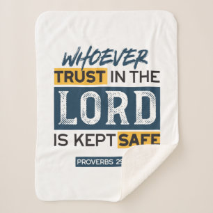 Bible Quote Art - Proverbs 29:25 Trust in God Sherpa Blanket
