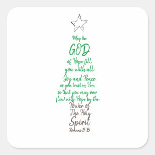 Bible Quote God Hope Joy Faith Inspirational Tree Square Sticker