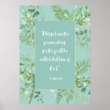 Bible Quote Peacemaker Scripture Eucalyptus Poster